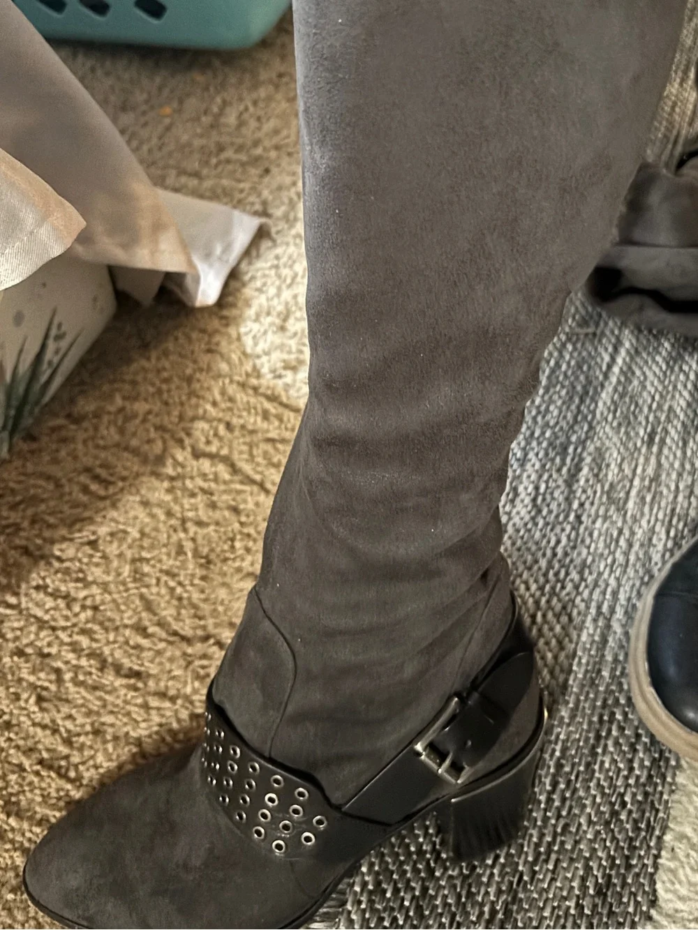 MICHAEL Michael Kors Black Over-the-Knee Zip heel boots, suede and leather